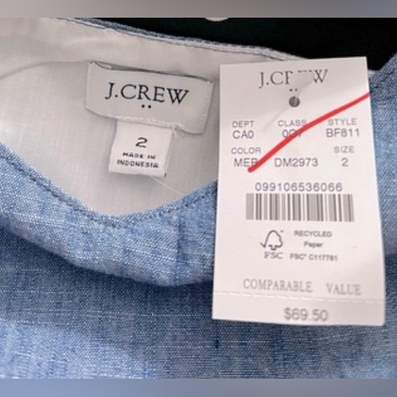 NWT J. Crew Cami Top Chambray Denim Size 2 - Picture 4 of 6